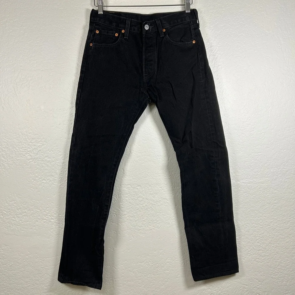 Levi's 501 Original Fit Jeans Black Straight Leg Button Fly Size 29x30